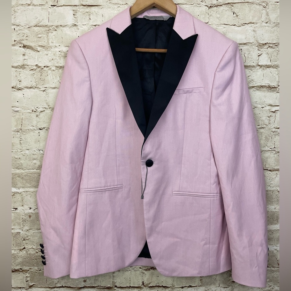 Zara Man pink and black tuxedo jacket 36- NWOT